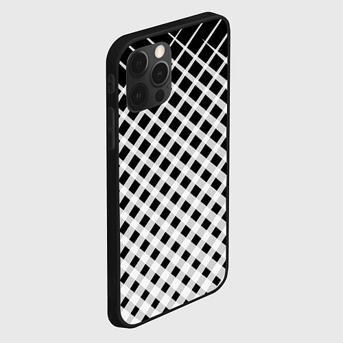Чехол iPhone 12 Pro Черно-белые ромбы и клетки / 3D-Черный – фото 2