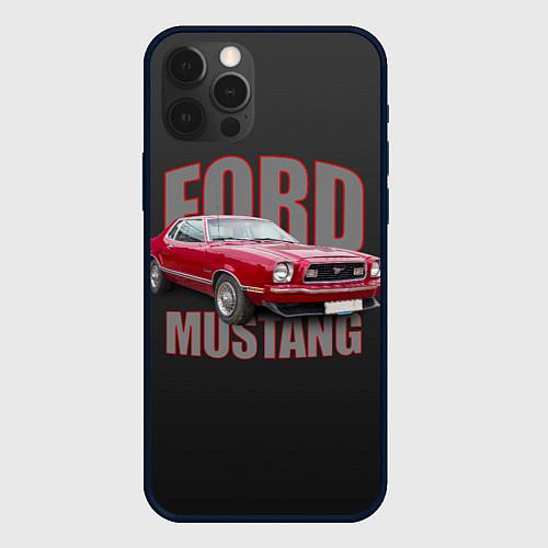 Чехол iPhone 12 Pro Автомашина Ford Mustang / 3D-Черный – фото 1