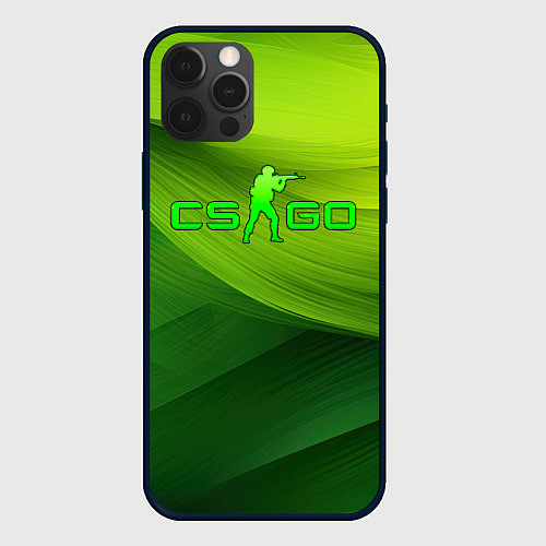 Чехол iPhone 12 Pro CSGO green logo / 3D-Черный – фото 1