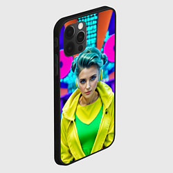 Чехол для iPhone 12 Pro Девушка в жёлтой куртке и наушниках, цвет: 3D-черный — фото 2