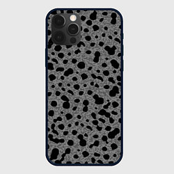 Чехол для iPhone 12 Pro Пятнистый чёрно-серый, цвет: 3D-черный