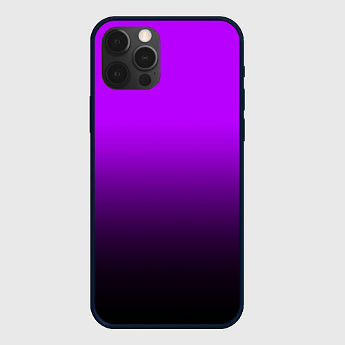 Чехол iPhone 12 Pro Градиент фиолетово-чёрный / 3D-Черный – фото 1