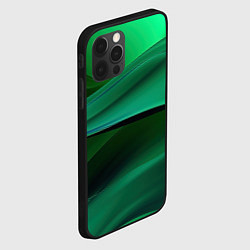 Чехол для iPhone 12 Pro Зеленые абстрактные волны, цвет: 3D-черный — фото 2