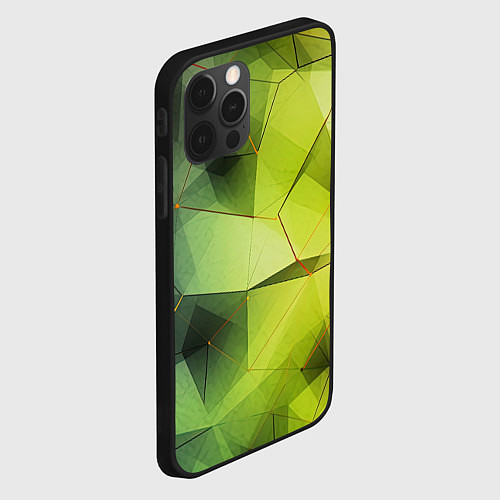 Чехол iPhone 12 Pro Зеленая текстура объемная / 3D-Черный – фото 2
