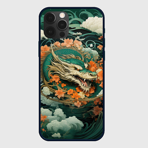 Чехол iPhone 12 Pro Облачный дракон Irezumi / 3D-Черный – фото 1