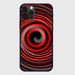 Чехол для iPhone 12 Pro Красно-черный вихрь, цвет: 3D-черный