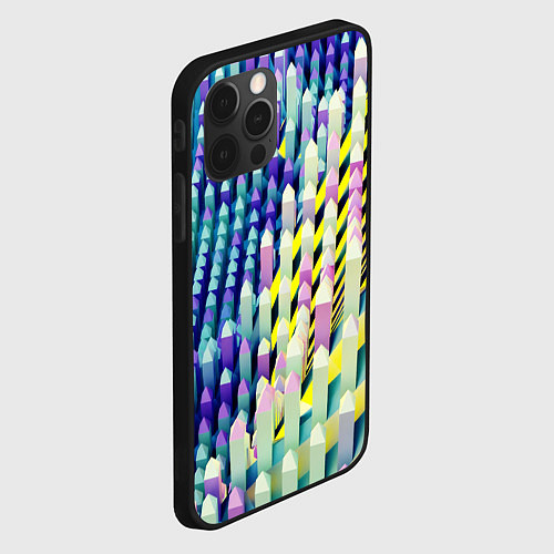 Чехол iPhone 12 Pro Прямотреугольный блочный паттерн / 3D-Черный – фото 2