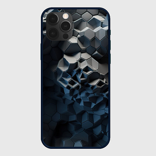 Чехол iPhone 12 Pro Каменная текстура / 3D-Черный – фото 1