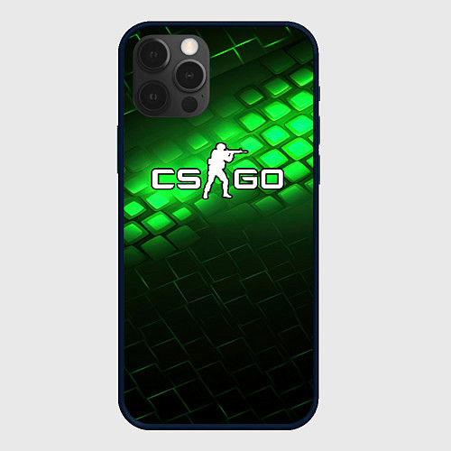 Чехол iPhone 12 Pro CSGO green light logo / 3D-Черный – фото 1