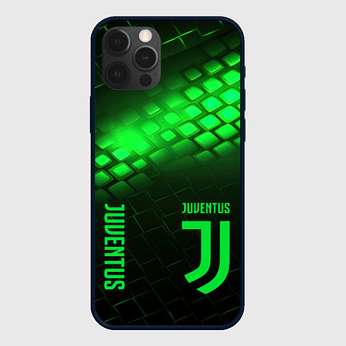 Чехол iPhone 12 Pro Juventus green logo neon / 3D-Черный – фото 1