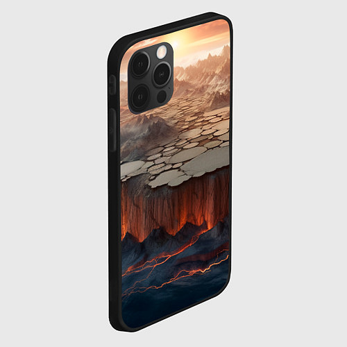 Чехол iPhone 12 Pro Разлом земли и лавовой поверхности / 3D-Черный – фото 2