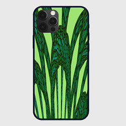 Чехол для iPhone 12 Pro Зеленый растительный мотив, цвет: 3D-черный