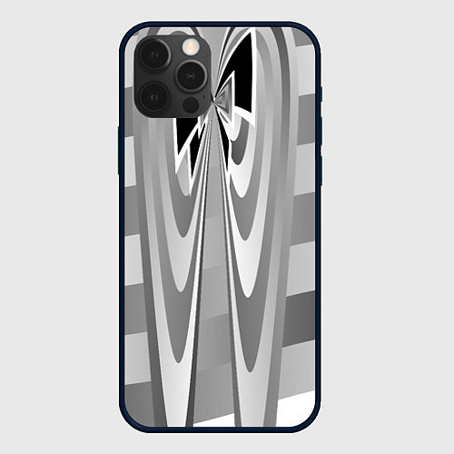 Чехол iPhone 12 Pro Серая геометрия / 3D-Черный – фото 1