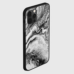 Чехол для iPhone 12 Pro Черно-белая мраморная абстракция, цвет: 3D-черный — фото 2