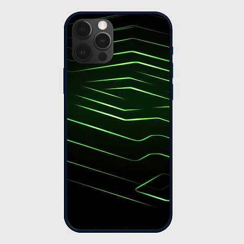 Чехол iPhone 12 Pro Green abstract dark background / 3D-Черный – фото 1