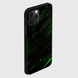 Чехол для iPhone 12 Pro Dark black green abstract, цвет: 3D-черный — фото 2