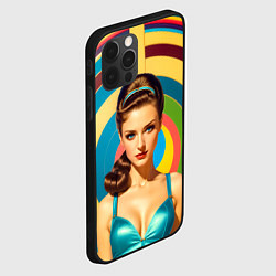 Чехол для iPhone 12 Pro Девушка с голубыми глазами в бирюзовом топе, цвет: 3D-черный — фото 2