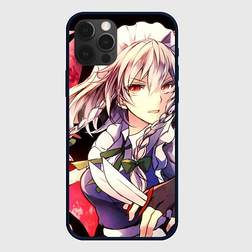 Чехол iPhone 12 Pro Touhou Project Сакуя Izayoi / 3D-Черный – фото 1