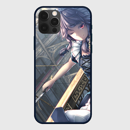 Чехол iPhone 12 Pro Touhou Project Сакуя Izayoi / 3D-Черный – фото 1