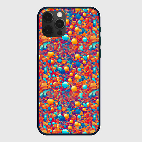 Чехол iPhone 12 Pro Разноцветные пузырики узор / 3D-Черный – фото 1