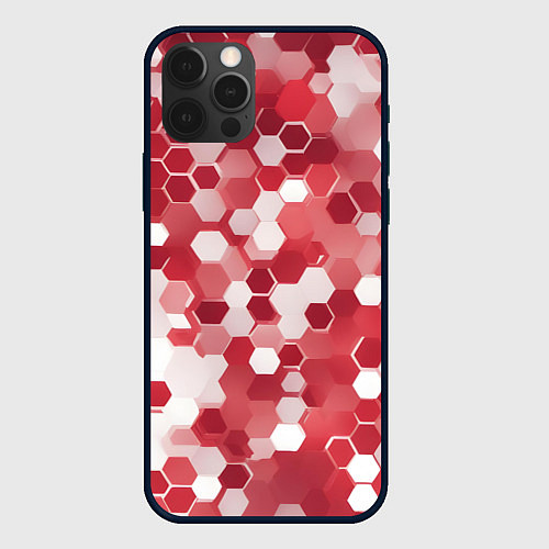 Чехол iPhone 12 Pro Кибер Hexagon Красный / 3D-Черный – фото 1