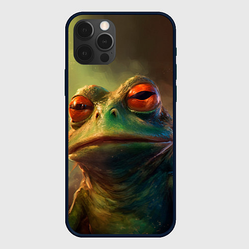 Чехол iPhone 12 Pro Лягушка Пепе натуральная / 3D-Черный – фото 1