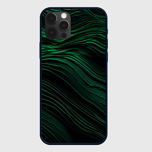 Чехол iPhone 12 Pro Dark green texture / 3D-Черный – фото 1