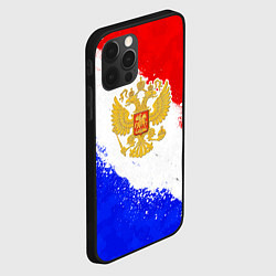Чехол для iPhone 12 Pro Герб РФ - триколор красками, цвет: 3D-черный — фото 2