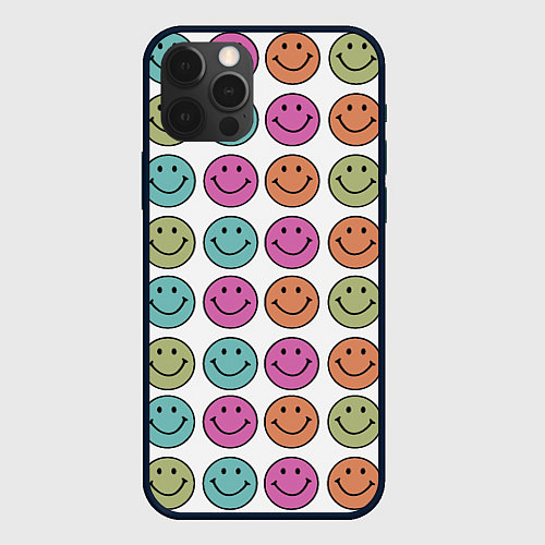 Чехол iPhone 12 Pro Smiley face / 3D-Черный – фото 1