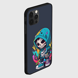 Чехол для iPhone 12 Pro Граффити скелет, цвет: 3D-черный — фото 2