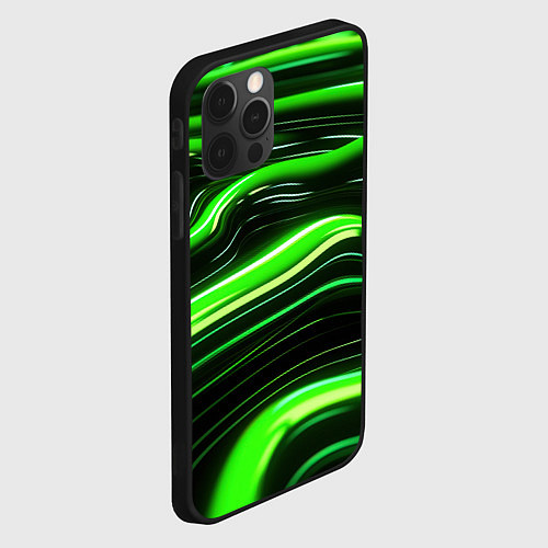 Чехол iPhone 12 Pro Зеленые объемные элементы / 3D-Черный – фото 2