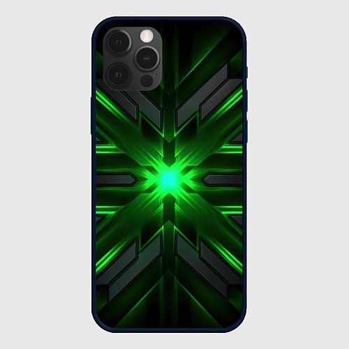 Чехол iPhone 12 Pro Зеленый свет в абстракции / 3D-Черный – фото 1