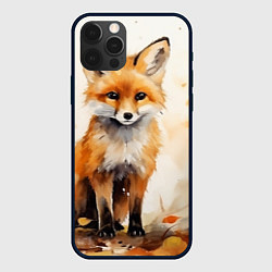 Чехол iPhone 12 Pro Лиса в осеннем лесу акварель