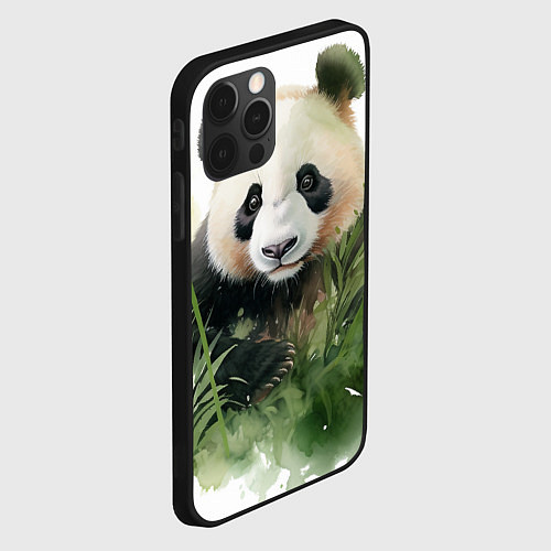 Чехол iPhone 12 Pro Панда акварель / 3D-Черный – фото 2