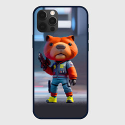 Чехол iPhone 12 Pro Крутой капибара с пистолетом - киберпанк - нейросе