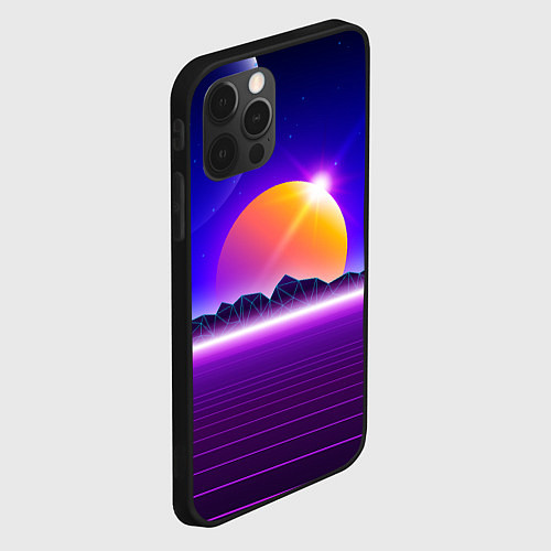 Чехол iPhone 12 Pro Mountains - sun - space - vaporwave / 3D-Черный – фото 2