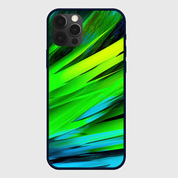 Чехол для iPhone 12 Pro Green abstract, цвет: 3D-черный