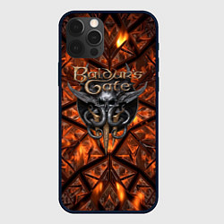 Чехол iPhone 12 Pro Baldurs Gate 3 logo fire