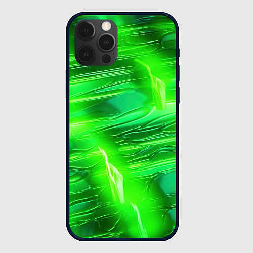 Чехол iPhone 12 Pro Яркий зеленый фон / 3D-Черный – фото 1