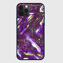 Чехол iPhone 12 Pro Космические кибер схемы фиолетовые