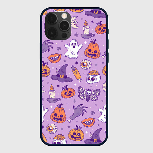 Чехол iPhone 12 Pro Halloween pattern арт / 3D-Черный – фото 1