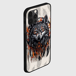 Чехол для iPhone 12 Pro Волк и ловец снов с перьями, цвет: 3D-черный — фото 2