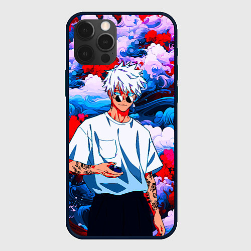Чехол iPhone 12 Pro Красавец Сатору Годжо - Магическая битва / 3D-Черный – фото 1