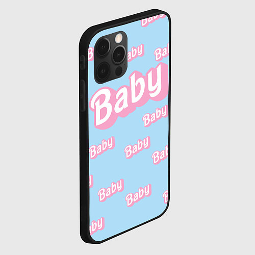 Чехол iPhone 12 Pro Baby - Barbie style: blue pattern / 3D-Черный – фото 2