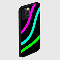 Чехол для iPhone 12 Pro Абстракция три полосы, цвет: 3D-черный — фото 2
