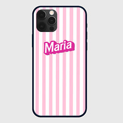 Чехол для iPhone 12 Pro Имя Мария в стиле Барби: розовая полоска, цвет: 3D-черный