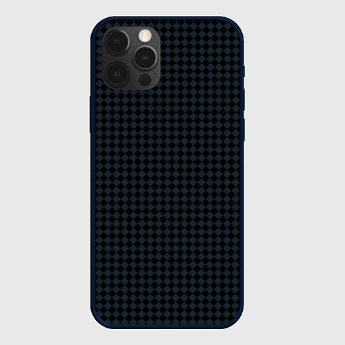 Чехол iPhone 12 Pro Шахматная мелкая клетка чёрно-серый / 3D-Черный – фото 1