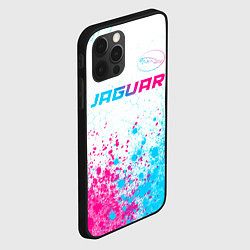 Чехол для iPhone 12 Pro Jaguar neon gradient style: символ сверху, цвет: 3D-черный — фото 2