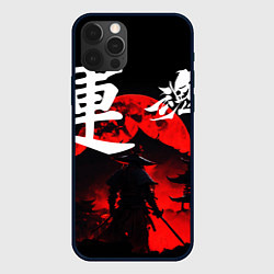 Чехол для iPhone 12 Pro Японский самурай и красная луна, цвет: 3D-черный
