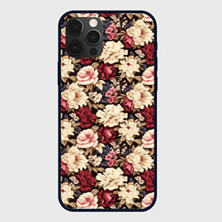 Чехол iPhone 12 Pro Винтажные цветы паттерн